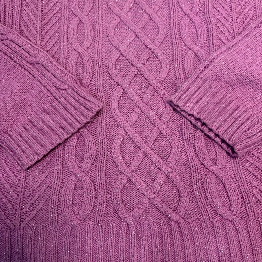 St. John’s Bay Cable Knit Sweater Sparkley Cotton Viscose Nylon Angora Blend - Picture 4 of 9